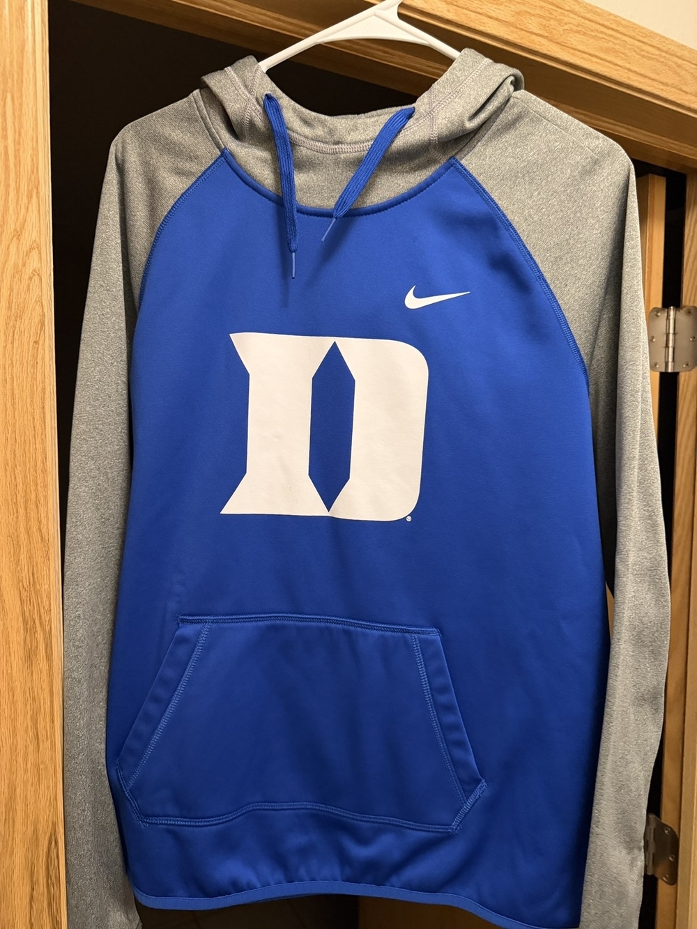 Nike Blue and Gray Duke Logo Raglan Hoodie